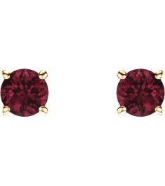 1874 14K Yellow Set Round Natural Mozambique Garnet Pair 5 Mm Friction Friction Backs Included 4-Prong Polished Natural Mozambique Garnet Stud Earrings