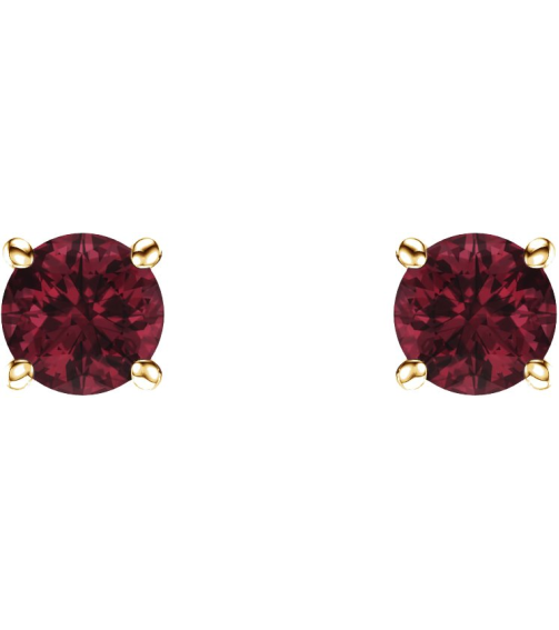 1874 14K Yellow Set Round Natural Mozambique Garnet Pair 5 Mm Friction Friction Backs Included 4-Prong Polished Natural Mozambique Garnet Stud Earrings