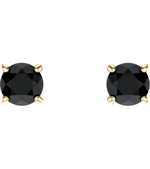 1874 14K Yellow Set Round Natural Black Onyx Pair 5 Mm Friction Friction Backs Included 4-Prong Polished Natural Black Onyx Stud Earrings