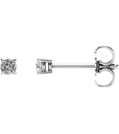 1874 14K White Set Round Natural White Sapphire Pair 2.5 Mm Friction Friction Backs Included 4-Prong Polished Natural White Sapphire Stud Earrings