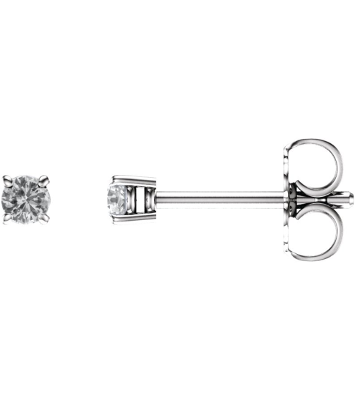 1874 14K White Set Round Natural White Sapphire Pair 2.5 Mm Friction Friction Backs Included 4-Prong Polished Natural White Sapphire Stud Earrings