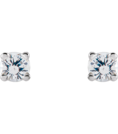 1874 14K White Set Round Natural White Sapphire Pair 2.5 Mm Friction Friction Backs Included 4-Prong Polished Natural White Sapphire Stud Earrings