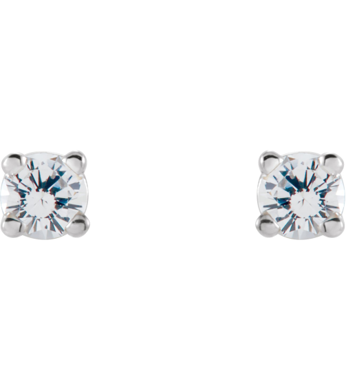 1874 14K White Set Round Natural White Sapphire Pair 2.5 Mm Friction Friction Backs Included 4-Prong Polished Natural White Sapphire Stud Earrings