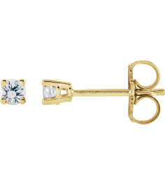 1874 14K Yellow Set Round Natural White Sapphire Pair 2.5 Mm Friction Friction Backs Included 4-Prong Polished Natural White Sapphire Stud Earrings