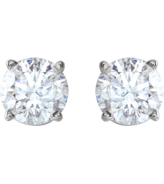 1874 14K White Set Round Natural White Sapphire Pair 4 Mm Friction Friction Backs Included 4-Prong Polished Natural White Sapphire Stud Earrings