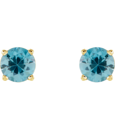 1874 14K Yellow Set Round Natural Blue Zircon Pair 5 Mm Friction Friction Backs Included 4-Prong Polished Natural Blue Zircon Stud Earrings