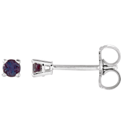 1874 14K White Set Round Lab-Grown Alexandrite Pair 2.5 Mm Friction Friction Backs Included 4-Prong Polished Lab-Grown Alexandrite Stud Earrings