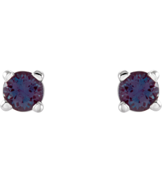 1874 14K White Set Round Lab-Grown Alexandrite Pair 2.5 Mm Friction Friction Backs Included 4-Prong Polished Lab-Grown Alexandrite Stud Earrings