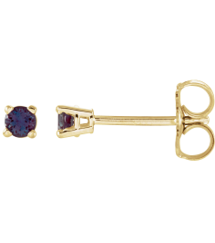 1874 14K Yellow Set Round Lab-Grown Alexandrite Pair 2.5 Mm Friction Friction Backs Included 4-Prong Polished Lab-Grown Alexandrite Stud Earrings