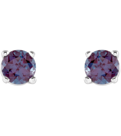 1874 14K White Set Round Lab-Grown Alexandrite Pair 4 Mm Friction Friction Backs Included 4-Prong Polished Lab-Grown Alexandrite Stud Earrings