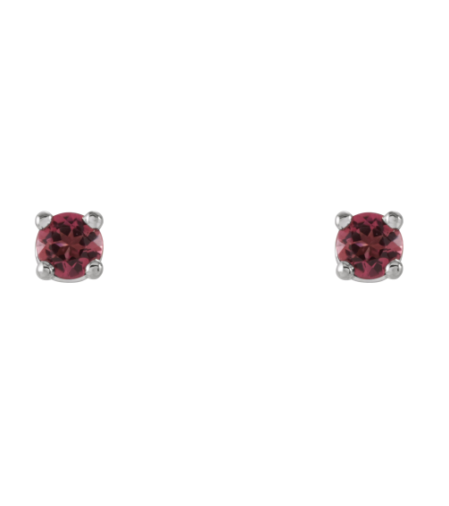 1874 14K White Set Round Natural Pink Tourmaline Pair 2.5 Mm Friction Friction Backs Included 4-Prong Polished Natural Pink Tourmaline Stud Earrings