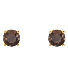 1874 14K Yellow Set Round Natural Smoky Quartz Pair 5 Mm Friction Friction Backs Included 4-Prong Polished Natural Smoky Quartz Stud Earrings