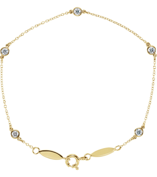 651577 Bracelet Set 14K Yellow Round Natural Diamond 2.5Mm 13 Ctw I1, H+ 7 In Polished Station Bracelet