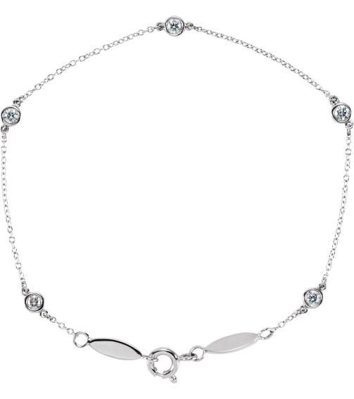 651577 Bracelet Set 14K White Round Natural Diamond 2.5Mm 13 Ctw I1, H+ 7 In Polished Station Bracelet
