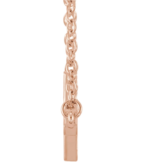 R45323 Necklace 14K Rose 28 X 16.2 Mm 16-18 In Polished 16 Inch Sideways Cross Necklace With 2 Inch Extension