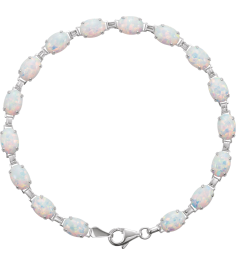 651635 Bracelet Set 14K White Oval Lab-Grown White Opal 7 X 5 Mm 7 12 In Polished Lab-Grown Opal Bracelet