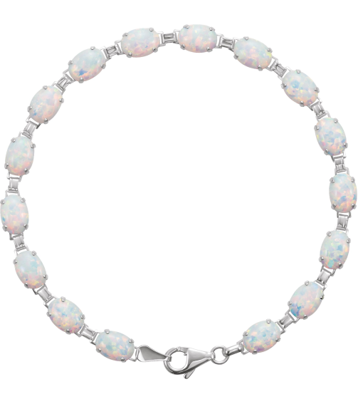 651635 Bracelet Set 14K White Oval Lab-Grown White Opal 7 X 5 Mm 7 12 In Polished Lab-Grown Opal Bracelet