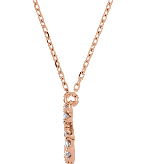67311 Necklace Set 14K Rose Initial T Natural Diamond Round 1.3 Mm I1, G-H 110 Ctw 16 In Polished 110 Ctw Natural Diamond Necklace