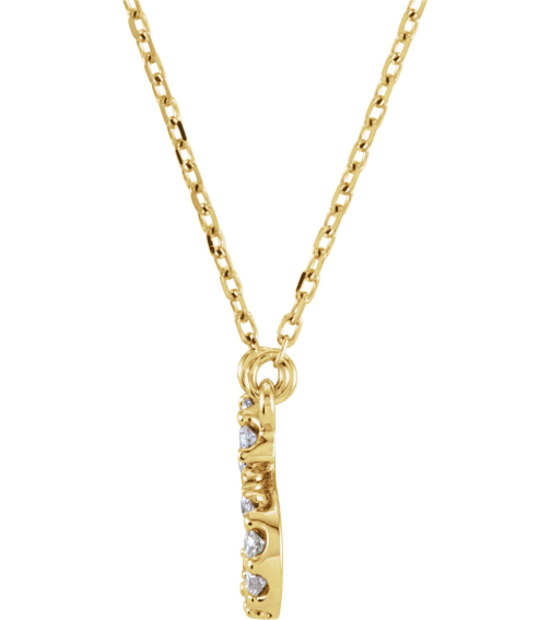 67311 Necklace Set 14K Yellow Initial A Natural Diamond Round I1, G-H 18 Ctw 16 In Polished 18 Ctw Natural Diamond Necklace