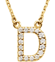 67311 Necklace Set 14K Yellow Initial D Natural Diamond Round 1.2 Mm I1, G-H 18 Ctw 16 In Polished 18 Ctw Natural Diamond Necklace
