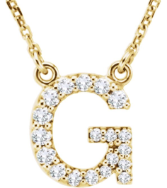 67311 Necklace Set 14K Yellow Initial G Natural Diamond Round 1.2 Mm I1, G-H 16 Ctw 16 In Polished 16 Ctw Natural Diamond Necklace
