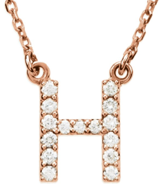 67311 Necklace Set 14K Rose Initial H Natural Diamond Round I1, G-H 18 Ctw 16 In Polished 18 Ctw Natural Diamond Necklace