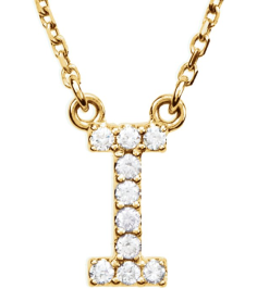 67311 Necklace Set 14K Yellow Initial I Natural Diamond Round 1.3 Mm I1, G-H 0.08 Ctw 16 In Polished .08 Ctw Natural Diamond Necklace