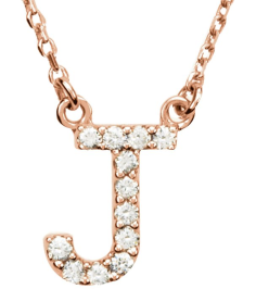 67311 Necklace Set 14K Rose Initial J Natural Diamond Round 1.3 Mm I1, G-H 110 Ctw 16 In Polished 110 Ctw Natural Diamond Necklace