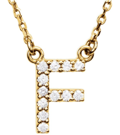 67311 Necklace Set 14K Yellow Initial F Natural Diamond Round 1.3 Mm I1, G-H 18 Ctw 16 In Polished 18 Ctw Natural Diamond Necklace
