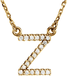 67311 Necklace Set 14K Yellow Initial Z Natural Diamond Round 1 Mm I1, G-H 0.08 Ctw 16 In Polished .08 Ctw Natural Diamond Necklace