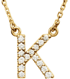 67311 Necklace Set 14K Yellow Initial K Natural Diamond Round I1, G-H 18 Ctw 16 In Polished 18 Ctw Natural Diamond Necklace
