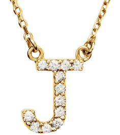 67311 Necklace Set 14K Yellow Initial J Natural Diamond Round 1.3 Mm I1, G-H 110 Ctw 16 In Polished 110 Ctw Natural Diamond Necklace