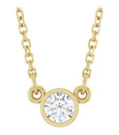 61134 Necklace Set 14K Yellow Round Natural Diamond 3.4Mm 16 Ct I1, G-H 18 In Polished 16 Ct Natural Diamond Solitaire Necklace