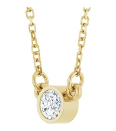 61134 Necklace Set 14K Yellow Round Natural Diamond 3.4Mm 16 Ct I1, G-H 18 In Polished 16 Ct Natural Diamond Solitaire Necklace