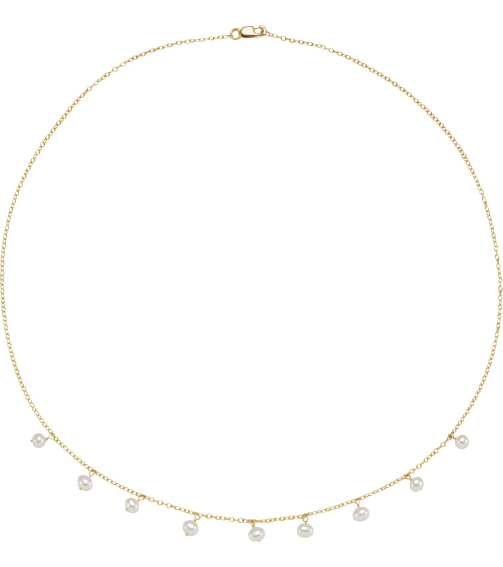 651648 Necklace Set 14K Yellow Pearl Cultured White Freshwater Pearl 4.0-4.5 Mm 18 In Polished Freshwater Cultured Pearl Necklace