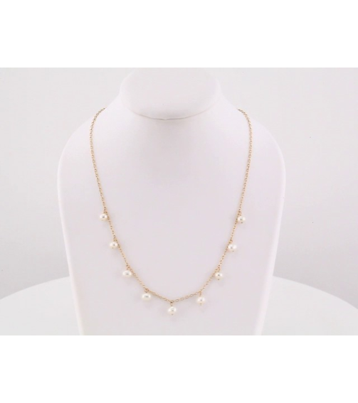 651648 Necklace Set 14K Yellow Pearl Cultured White Freshwater Pearl 4.0-4.5 Mm 18 In Polished Freshwater Cultured Pearl Necklace