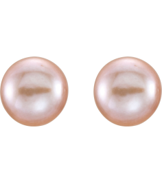 651659 14K Yellow Set Pearl Cultured Pink Freshwater Pearl Pair 7.0-8.0 Mm Friction Friction Backs Included Polished Freshwater Pink Cultured Pearl Earrings
