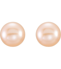 651659 14K Yellow Set Pearl Cultured Pink Freshwater Pearl Pair 6.0-7.0 Mm Friction Friction Backs Included Polished Freshwater Pink Cultured Pearl Earrings
