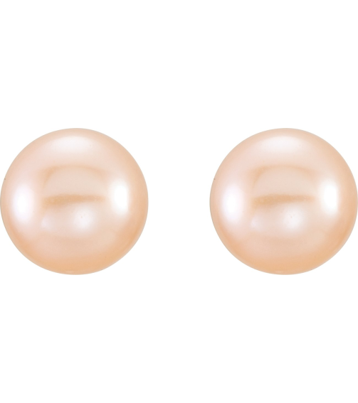 651659 14K Yellow Set Pearl Cultured Pink Freshwater Pearl Pair 6.0-7.0 Mm Friction Friction Backs Included Polished Freshwater Pink Cultured Pearl Earrings