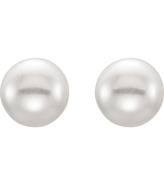 651659 14K Yellow Set Pearl Cultured White Freshwater Pearl Pair 7.0-8.0 Mm Friction Friction Backs Included Polished Freshwater White Cultured Pearl Earrings