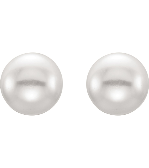 651659 14K Yellow Set Pearl Cultured White Freshwater Pearl Pair 7.0-8.0 Mm Friction Friction Backs Included Polished Freshwater White Cultured Pearl Earrings