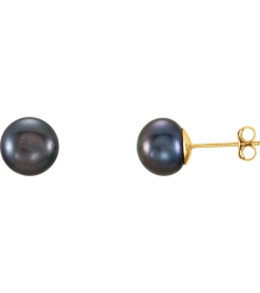 651659 14K Yellow Set Pearl Cultured Black Freshwater Pearl Pair 7.0-8.0 Mm Friction Friction Backs Included Polished Freshwater Black Cultured Pearl Earrings