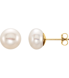 651659 14K Yellow Set Pearl Cultured White Freshwater Pearl Pair 8.0-9.0 Mm Friction Friction Backs Included Polished Freshwater White Cultured Pearl Earrings