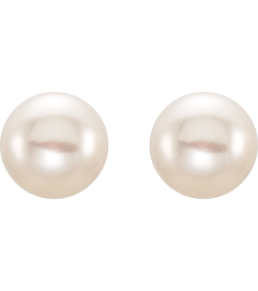 651659 14K Yellow Set Pearl Cultured White Freshwater Pearl Pair 8.0-9.0 Mm Friction Friction Backs Included Polished Freshwater White Cultured Pearl Earrings