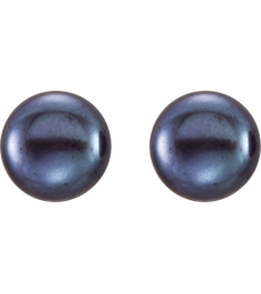 651659 Sterling Silver Set Pearl Cultured Black Freshwater Pearl Pair 8.0-9.0 Mm Friction Friction Backs Included Polished Freshwater Black Cultured Pearl Earrings