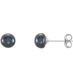 651659 Sterling Silver Set Pearl Cultured Black Freshwater Pearl Pair 5.0-6.0 Mm Friction Friction Backs Included Polished Freshwater Black Cultured Pearl Earrings