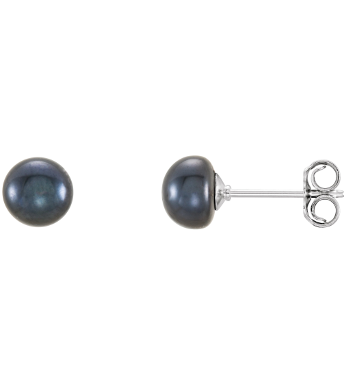 651659 Sterling Silver Set Pearl Cultured Black Freshwater Pearl Pair 5.0-6.0 Mm Friction Friction Backs Included Polished Freshwater Black Cultured Pearl Earrings