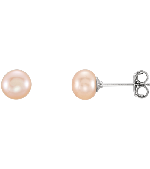 651659 Sterling Silver Set Pearl Cultured Pink Freshwater Pearl Pair 5.0-6.0 Mm Friction Friction Backs Included Polished Freshwater Pink Cultured Pearl Earrings