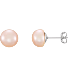 651659 Sterling Silver Set Pearl Cultured Pink Freshwater Pearl Pair 8.0-9.0 Mm Friction Friction Backs Included Polished Freshwater Pink Cultured Pearl Earrings