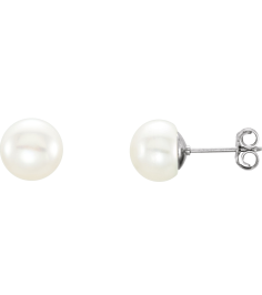 651659 Sterling Silver Set Pearl Cultured White Freshwater Pearl Pair 8.0-9.0 Mm Friction Friction Backs Included Polished Freshwater White Cultured Pearl Earrings